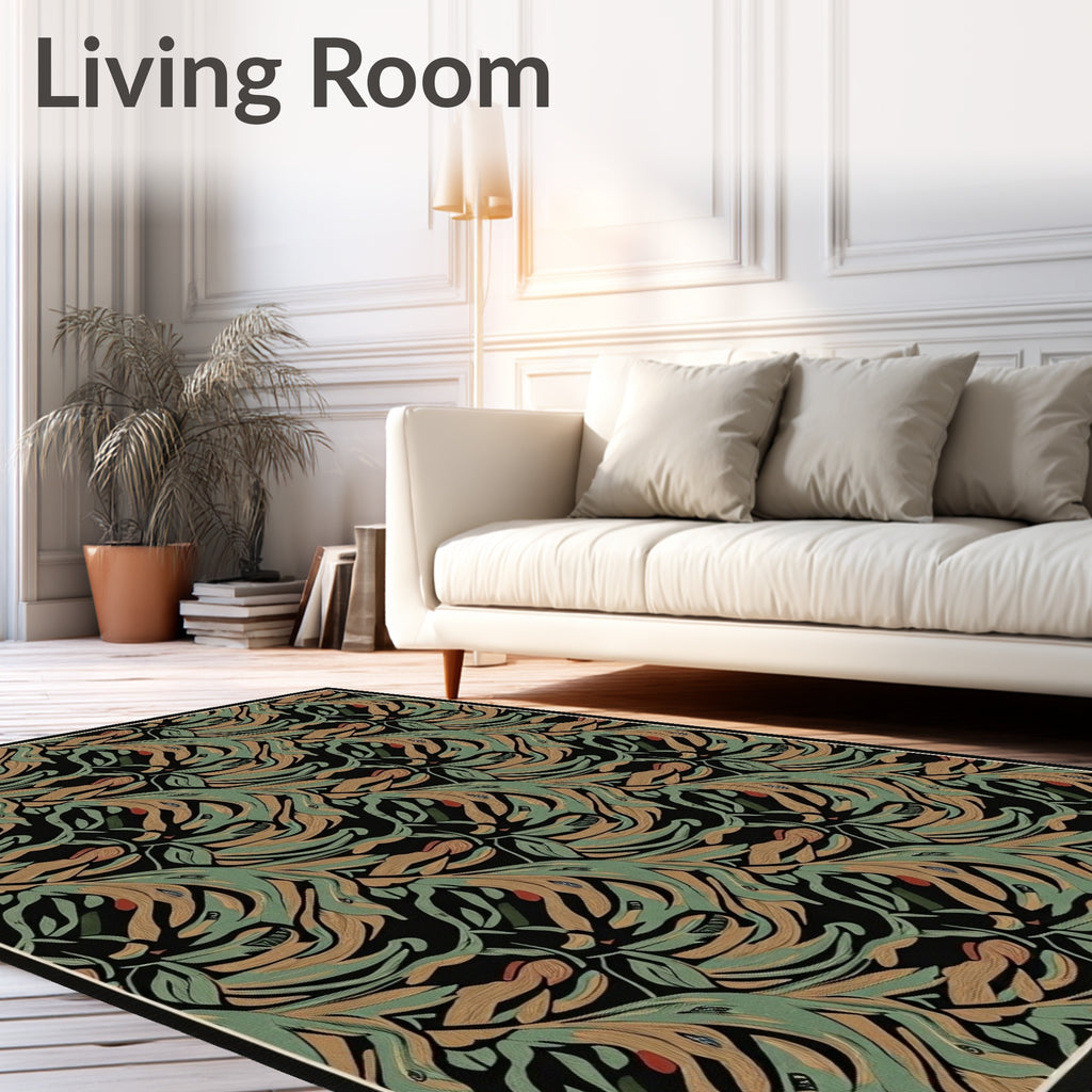 Abstract Botanical Swirl Pattern Rug