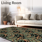 Abstract Botanical Swirl Pattern Rug