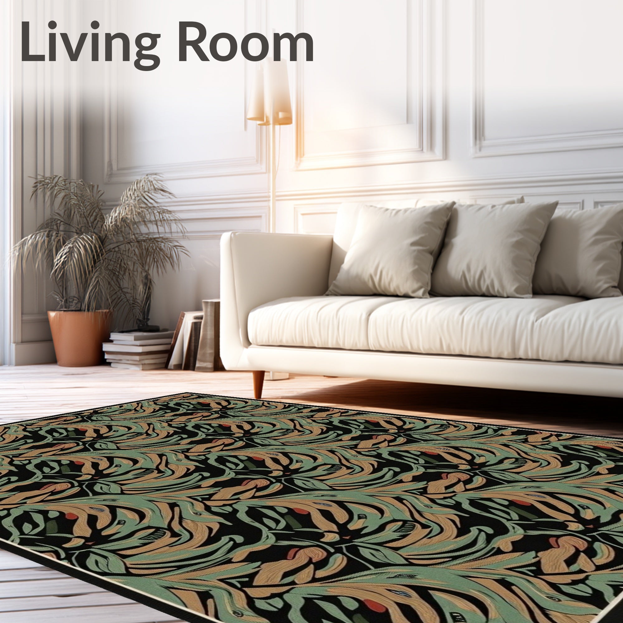 Abstract Botanical Swirl Pattern Rug