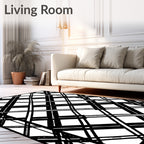 Monochrome Intersecting Lines Pattern Rug