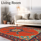 Ornate Red Blue Mandala Rug