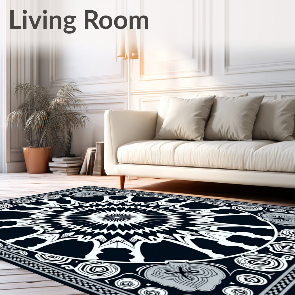 Bold Abstract Starburst Mandala Rug