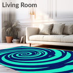 Swirling Green Blue Patterned Rug