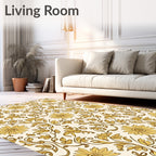 Golden Floral Vine Patterned Rug