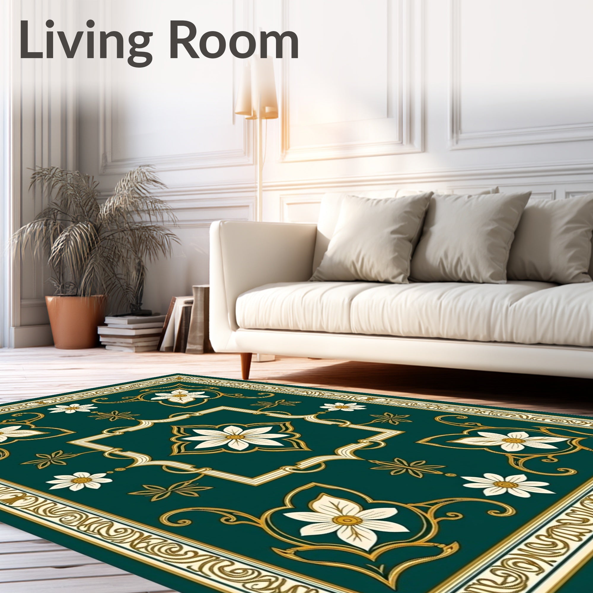 Elegant Floral Scrollwork Motif Rug