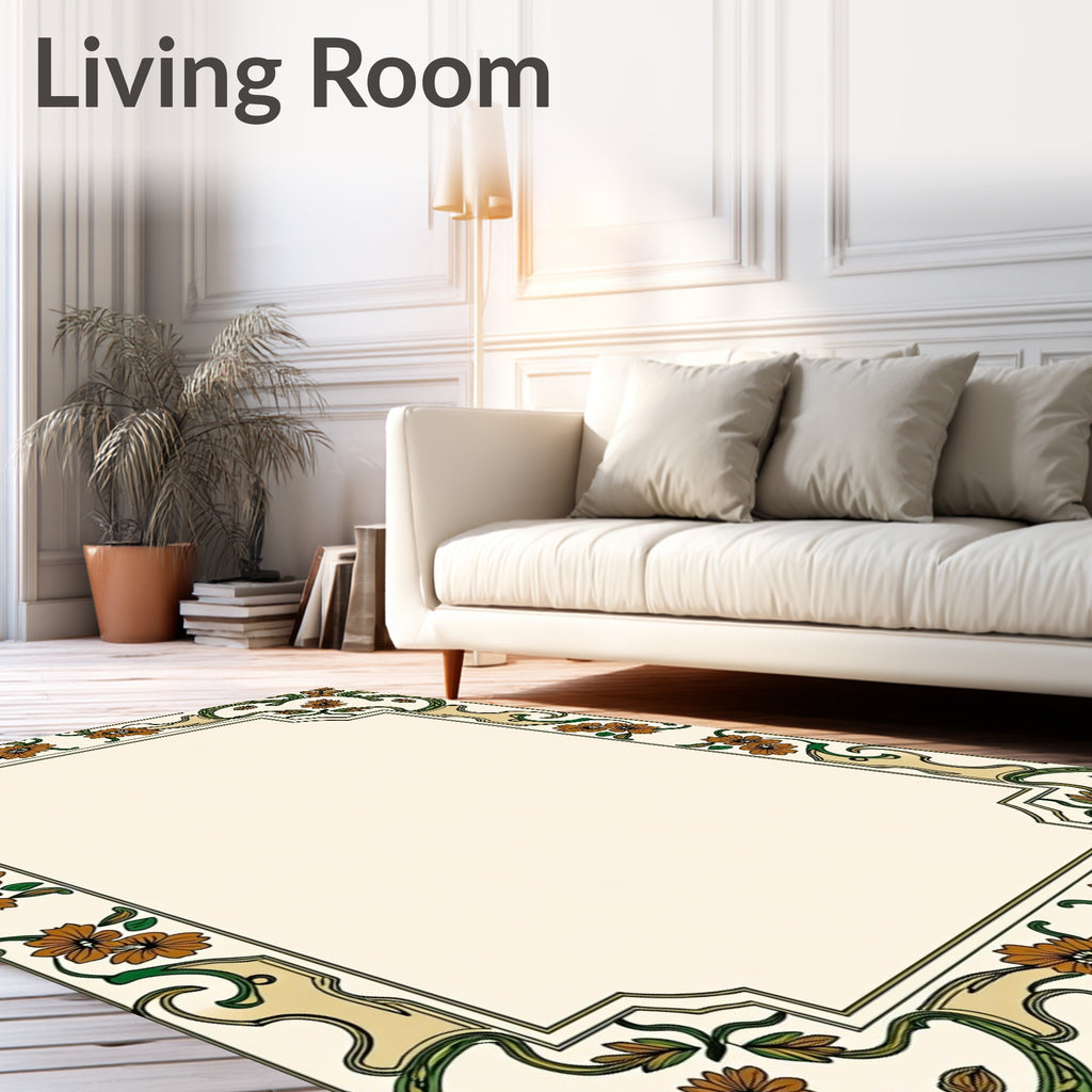 Floral Vine Art Nouveau Border Design Rug