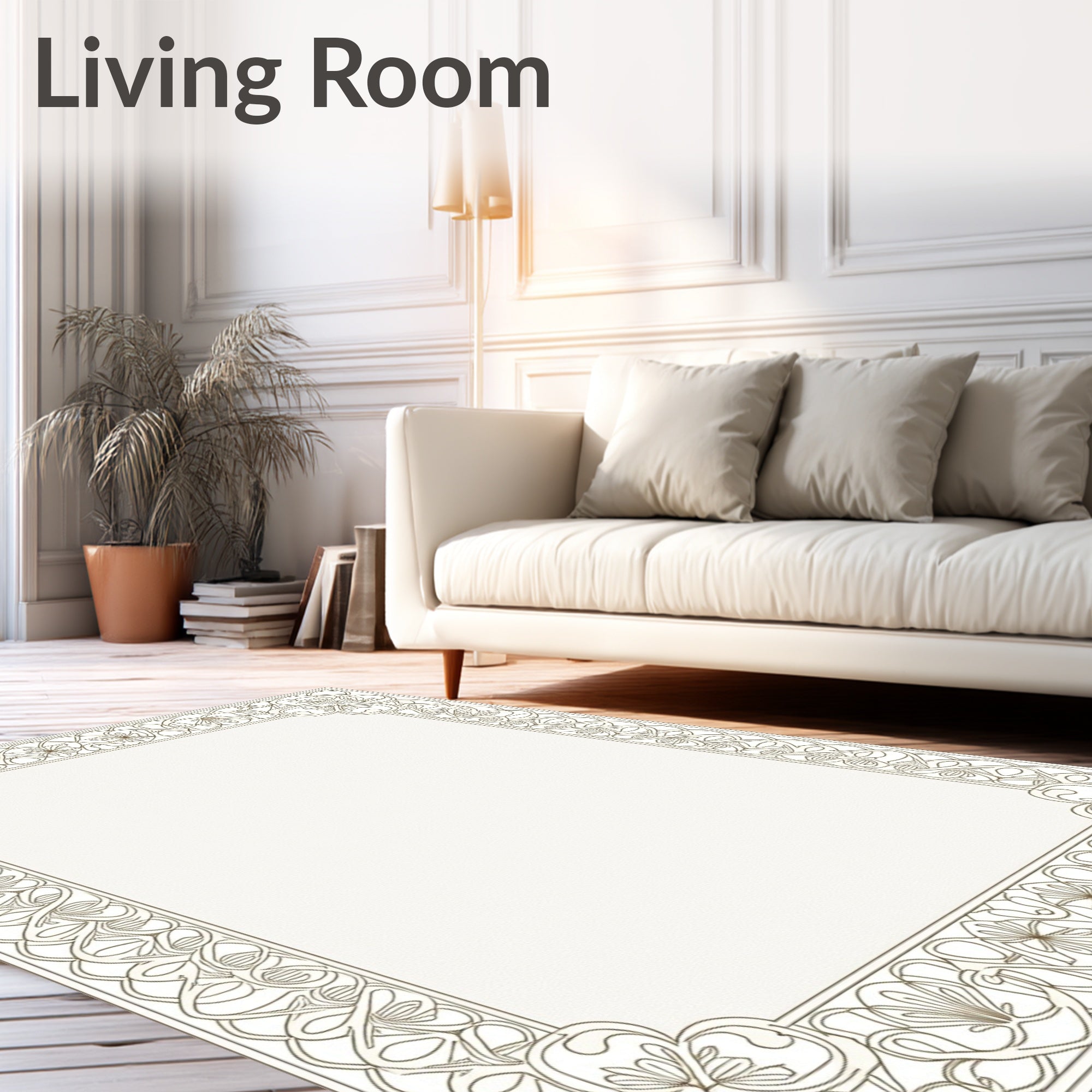Art Nouveau Floral Scrollwork Outline Rug