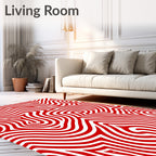 Crimson Red Linear Flow Rug