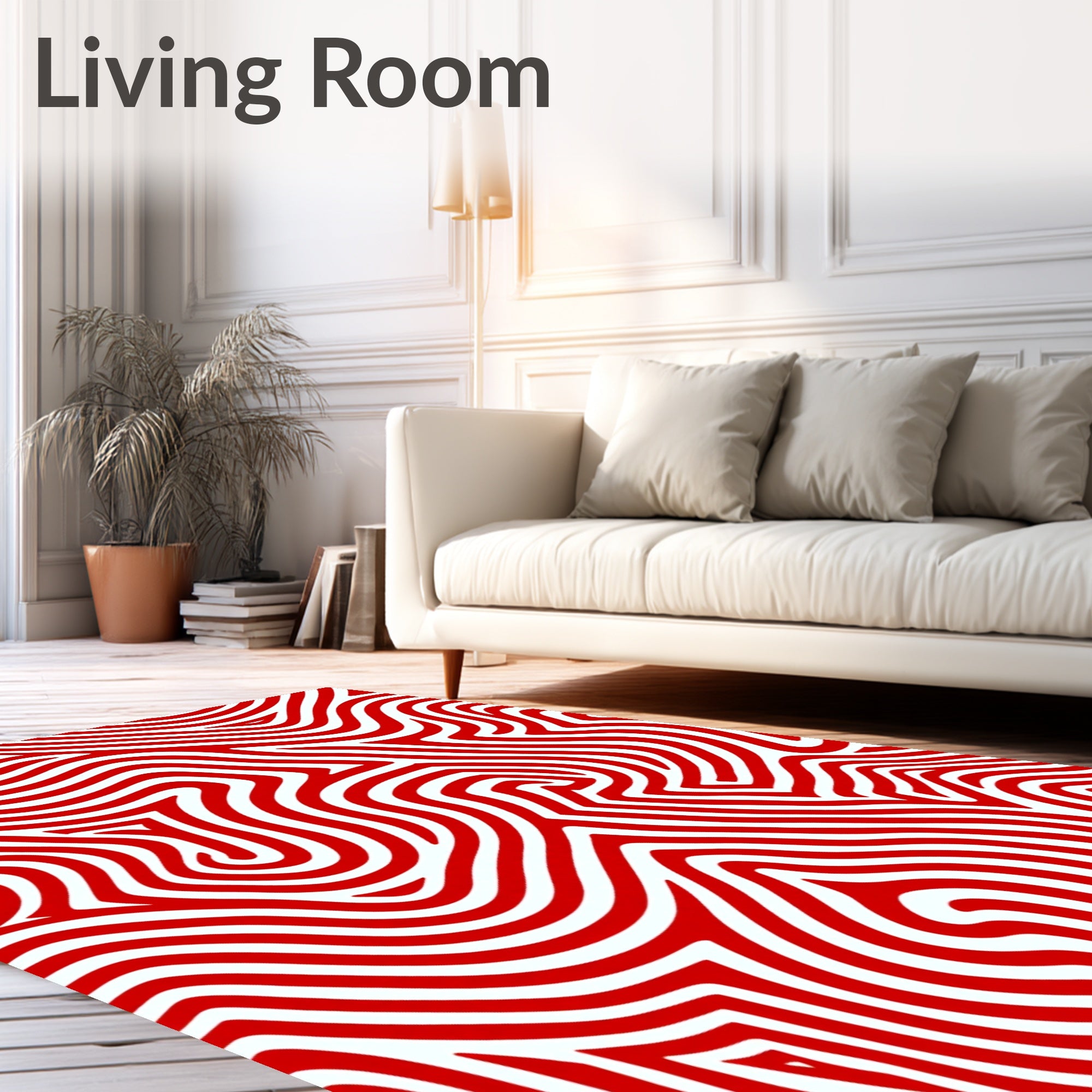 Crimson Red Linear Flow Rug