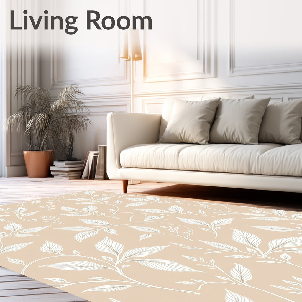 Delicate Branches And Leaves Pattern Rug