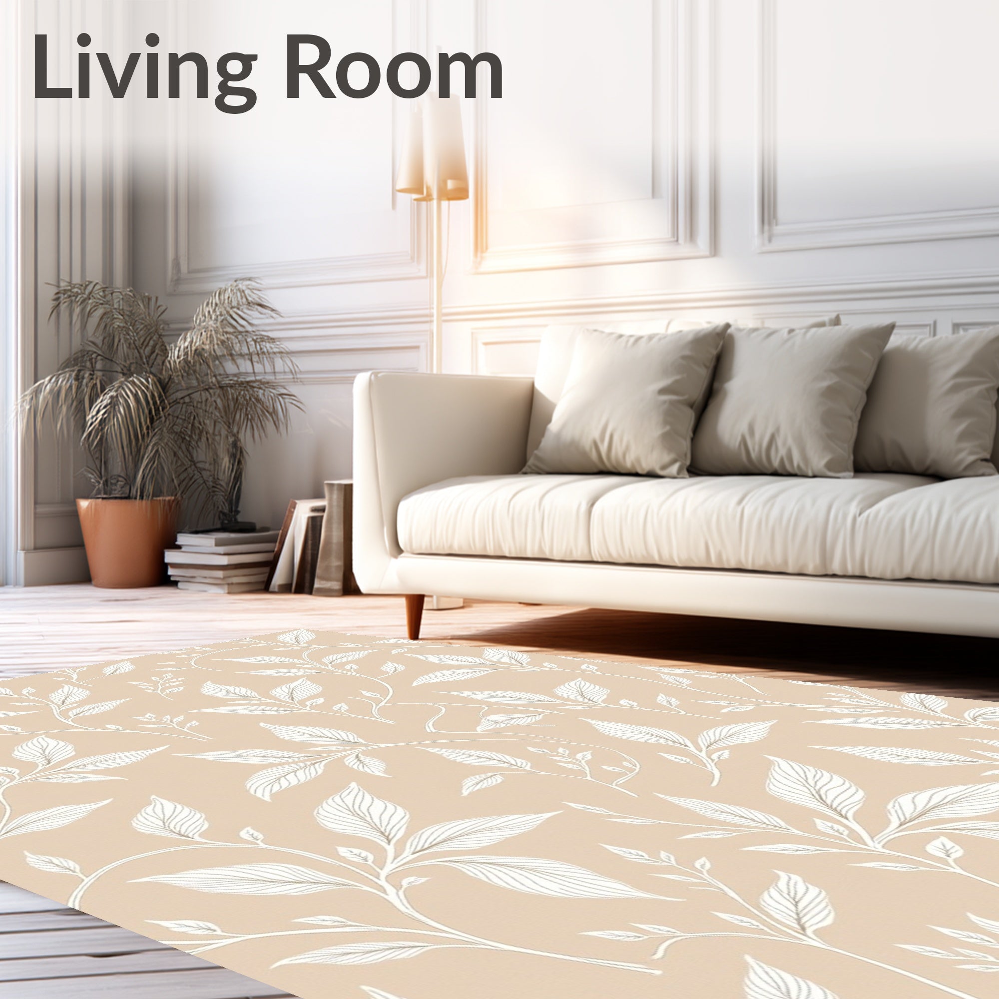 Delicate Branches And Leaves Pattern Rug