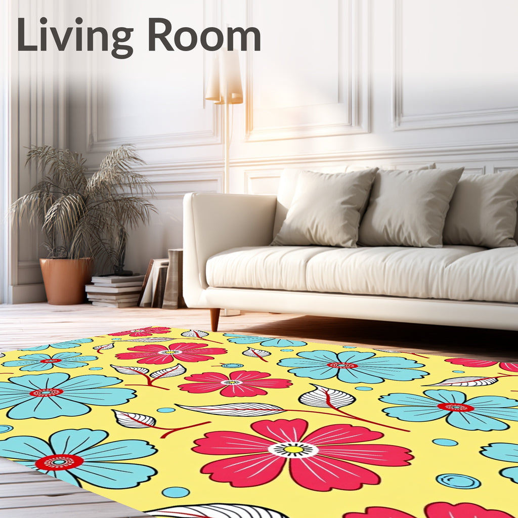 Vibrant Floral Pattern In Yellow Rug