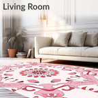 Pink Orchid Floral Mandala Pattern Rug