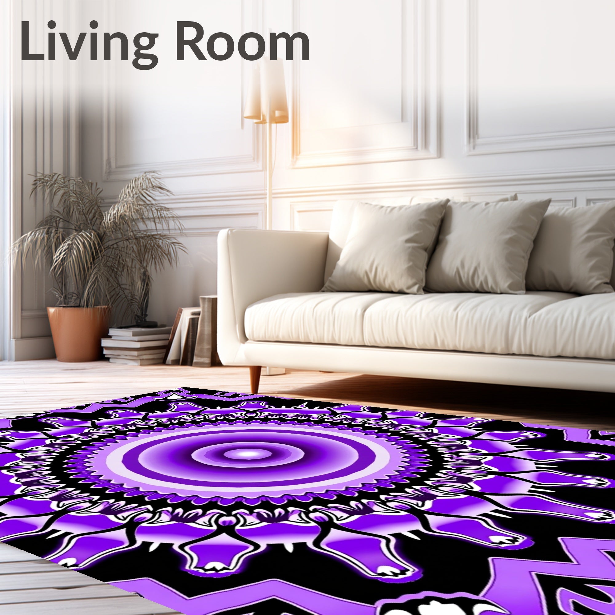 Abstract Violet Mandala Pattern Rug