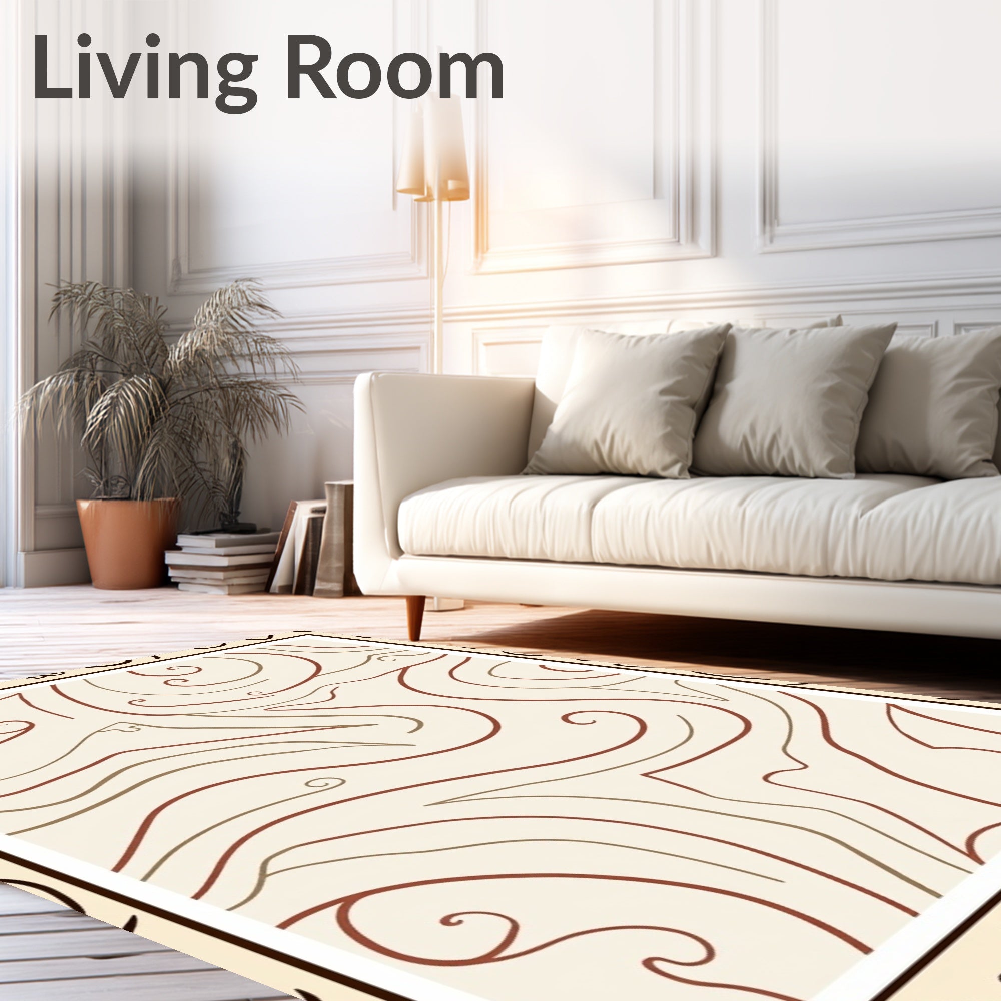Abstract Swirl Pattern With Earth Tones Rug
