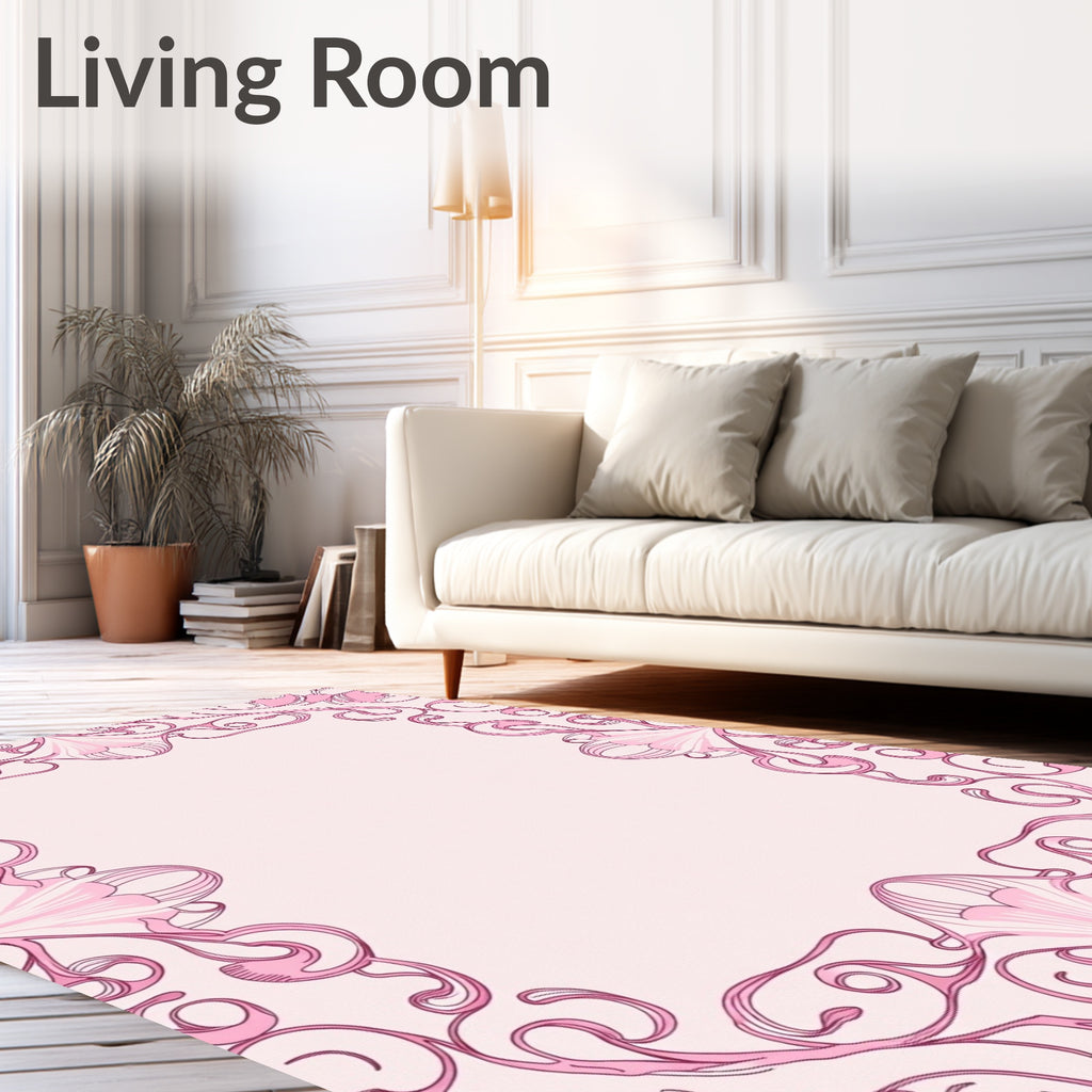 Pink Art Nouveau Flourishes Rug