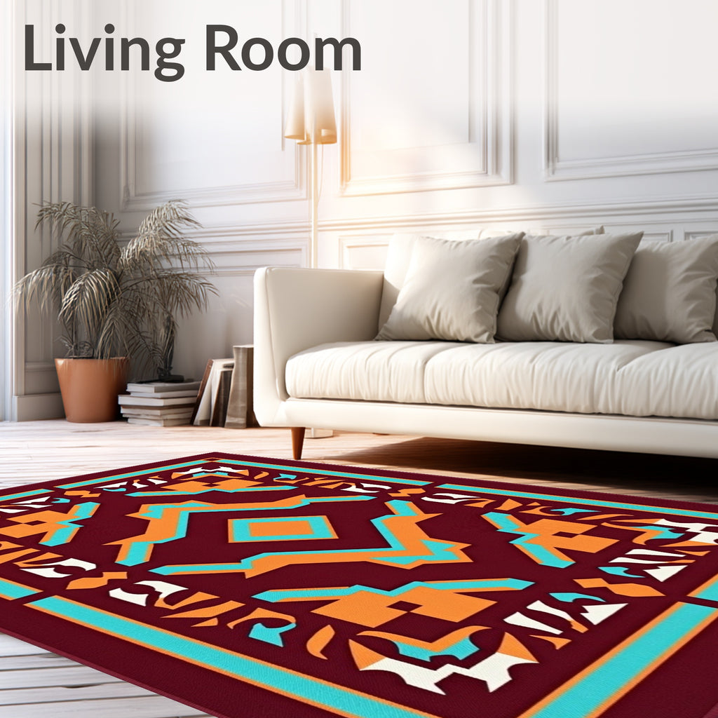 Modern Geometric Tribal Pattern Rug