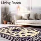 Dark Floral Medallion Border Design Rug