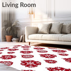 Crimson Snowflake Ornament Repeat Rug