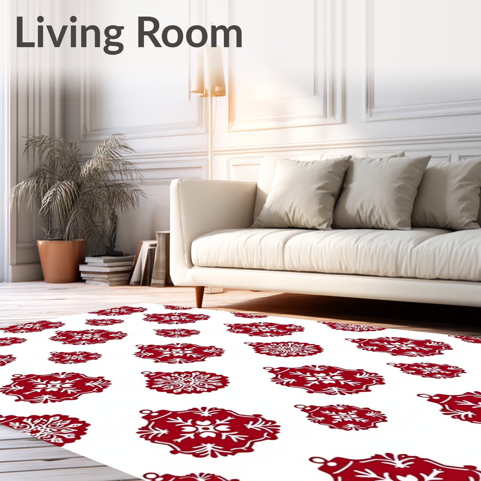 Crimson Snowflake Ornament Repeat Rug