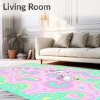 Whimsical Unicorn Swirl Pattern Rug
