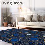 Ornate Midnight Celestial Circles Rug