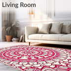 Crimson Mandala Style Floral Design Rug