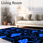 Enchanting Blue Mushroom Pattern Rug