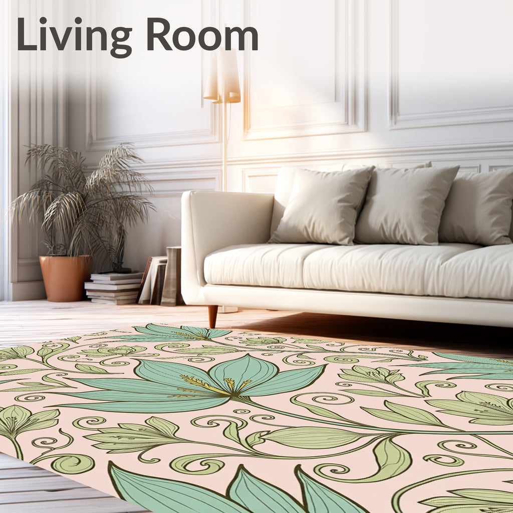 Botanical Floral Scrolls Pattern Rug