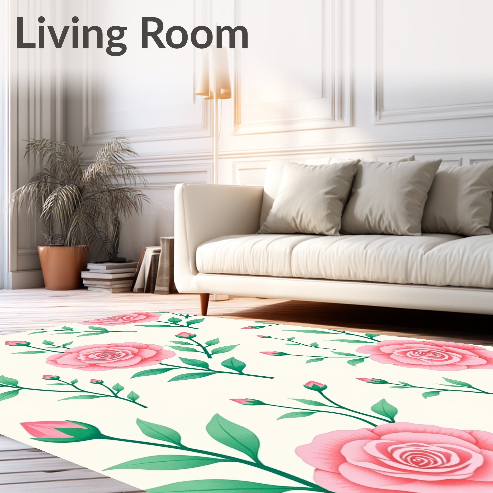 Pink Rose Garden Print Rug