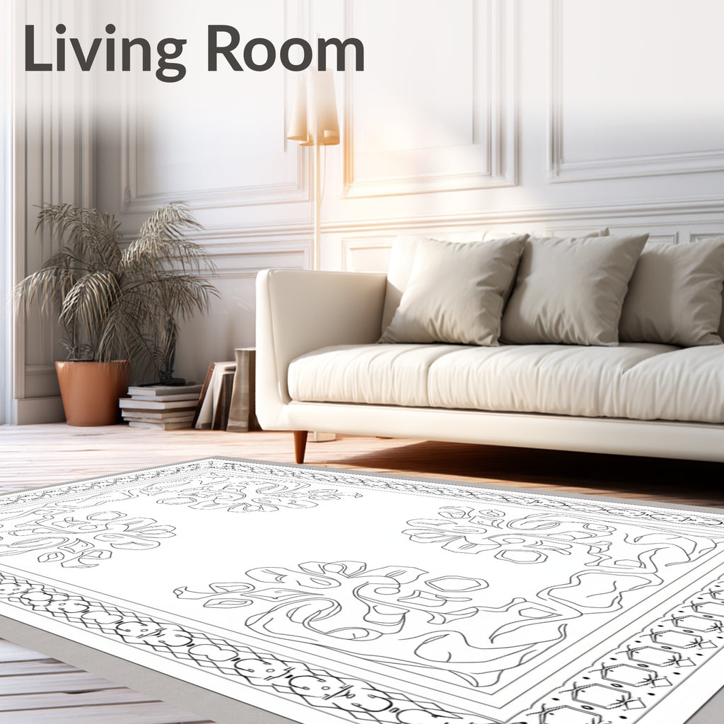 Art Nouveau Abstract Floral Border Rug