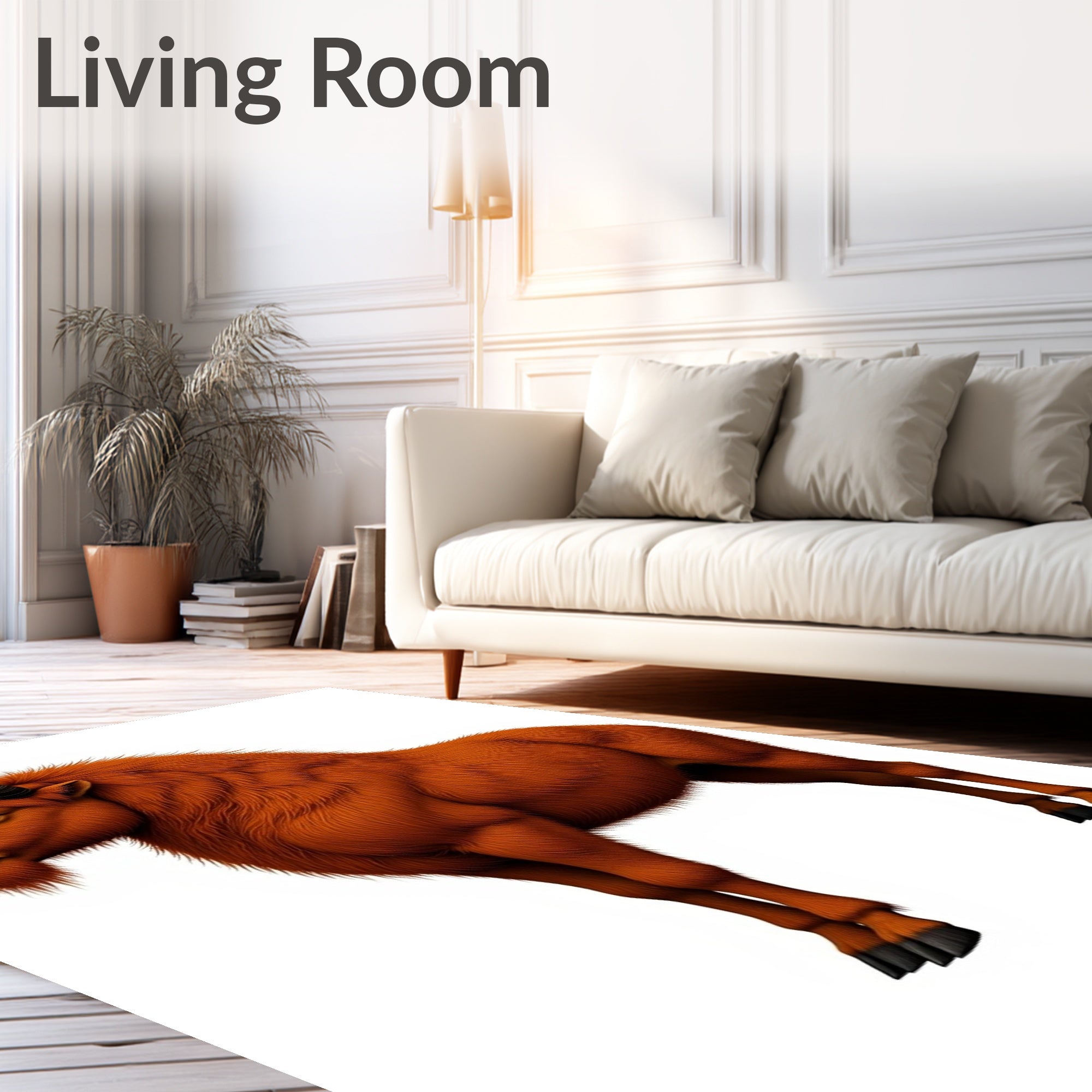 Rustic Flame Orange Yak Herd Animal Rug