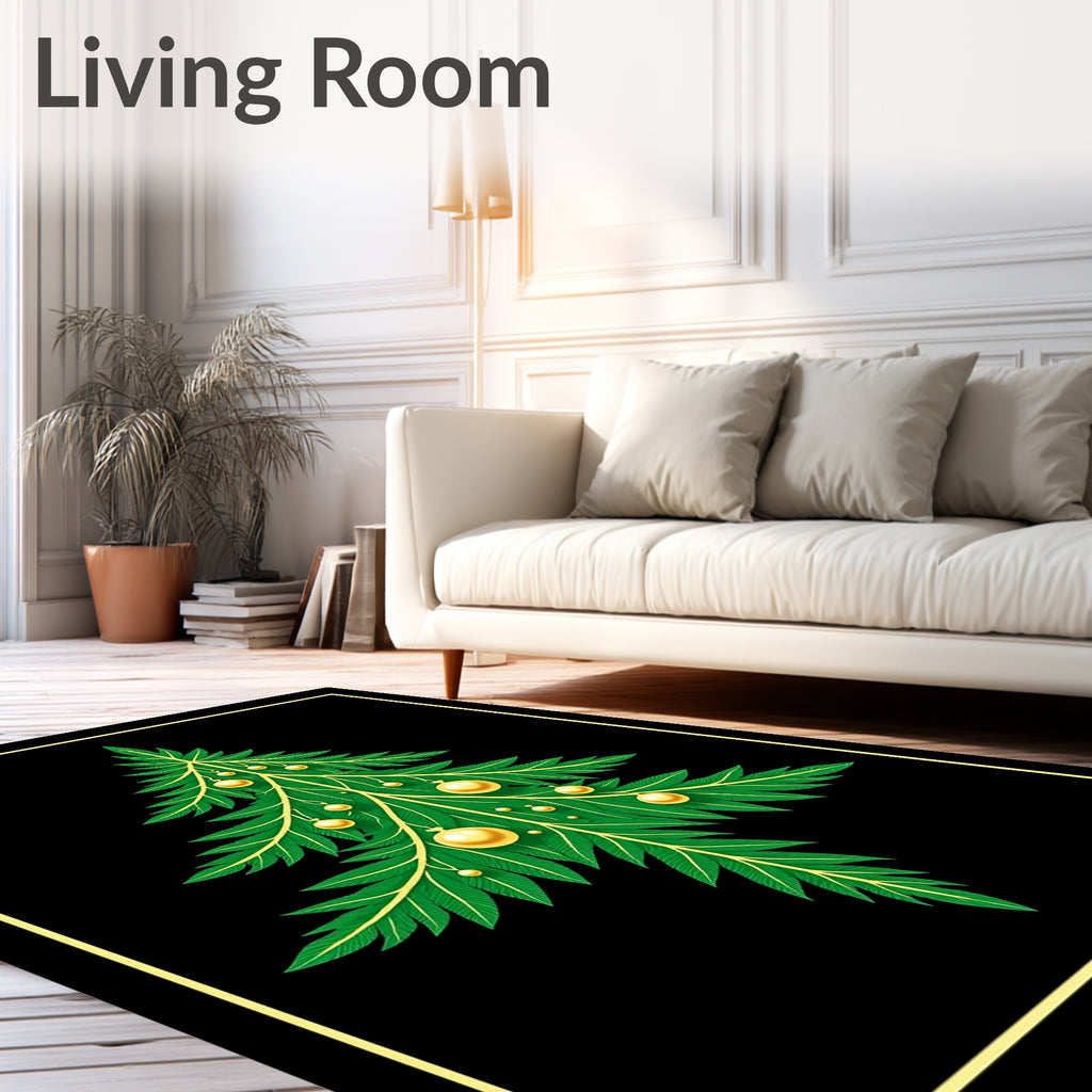 Green Fir Tree Golden Ornaments Rug