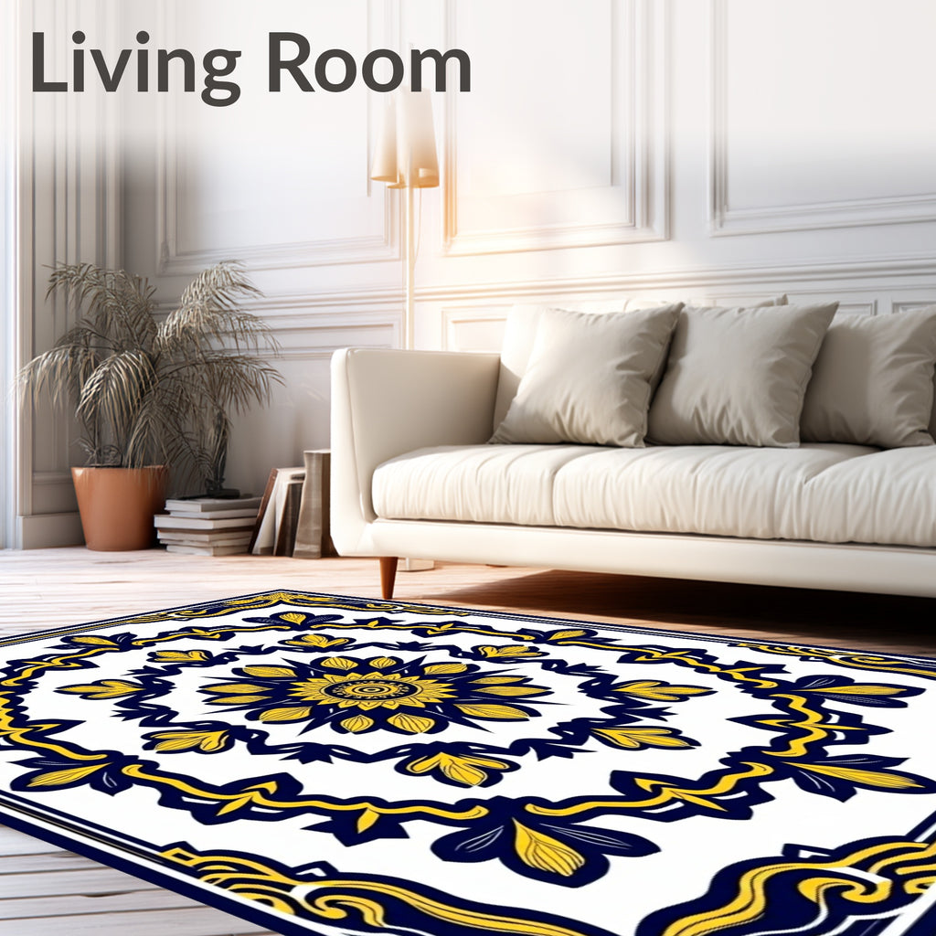 Ornate Floral Medallion Pattern Design Rug