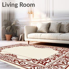 Elegant Red Floral Traditional Frame Rug