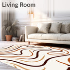 Curving Lines Warm Tones Abstract Design Rug