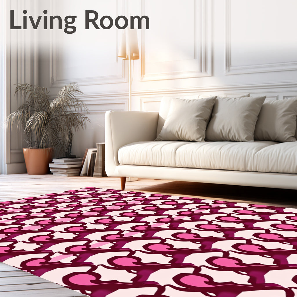 Ornate Pink Swirl Pattern Design Rug