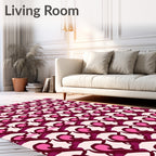 Ornate Pink Swirl Pattern Design Rug