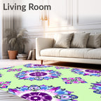 Vibrant Violet Swirl Floral Pattern Rug