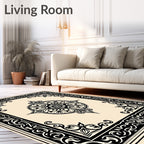 Vintage Style Black Floral Design Rug