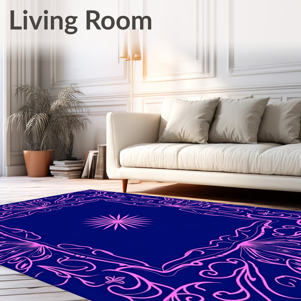 Bold Pink Floral Frame Rug
