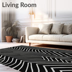 Abstract Black White Wavy Lines Rug