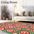 Candy Cane Swirl Red Green Art Rug