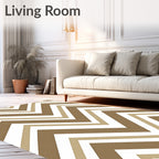 Brown Taupe White Chevron Pattern Rug