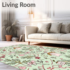 Whimsical Winter Snowman Floral Garland Rug