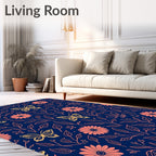 Floral Butterfly Pattern Design Rug