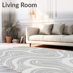 Monochrome Swirl Abstract Pattern Rug