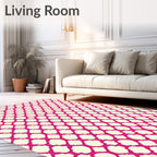 Elegant Pink Quatrefoil Pattern Rug