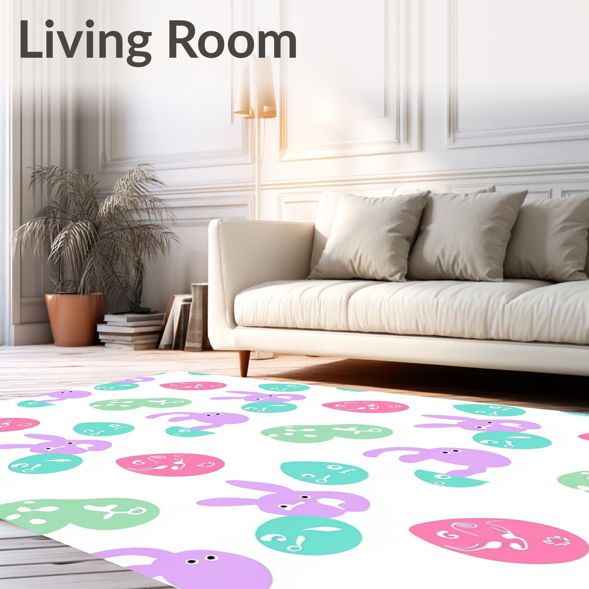 Cute Bunny Egg Pattern Design Rug