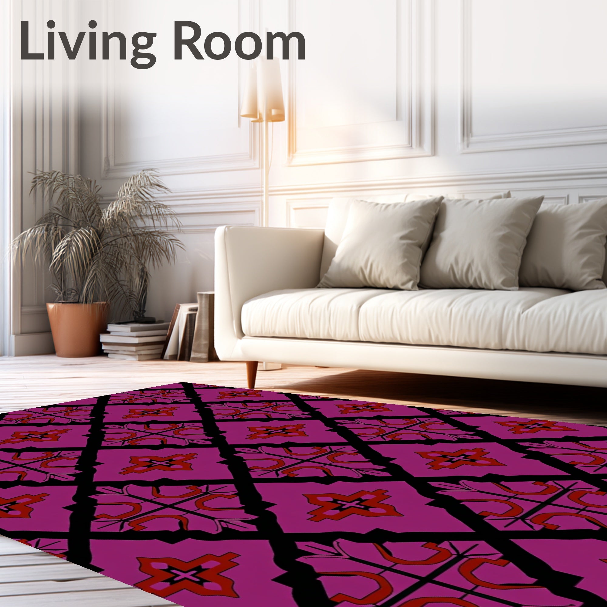 Plum Maroon Geometric Lattice Pattern Rug